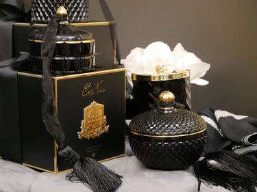 Round Art Deco Candle - Black & Gold- Queen of the night - GML30004